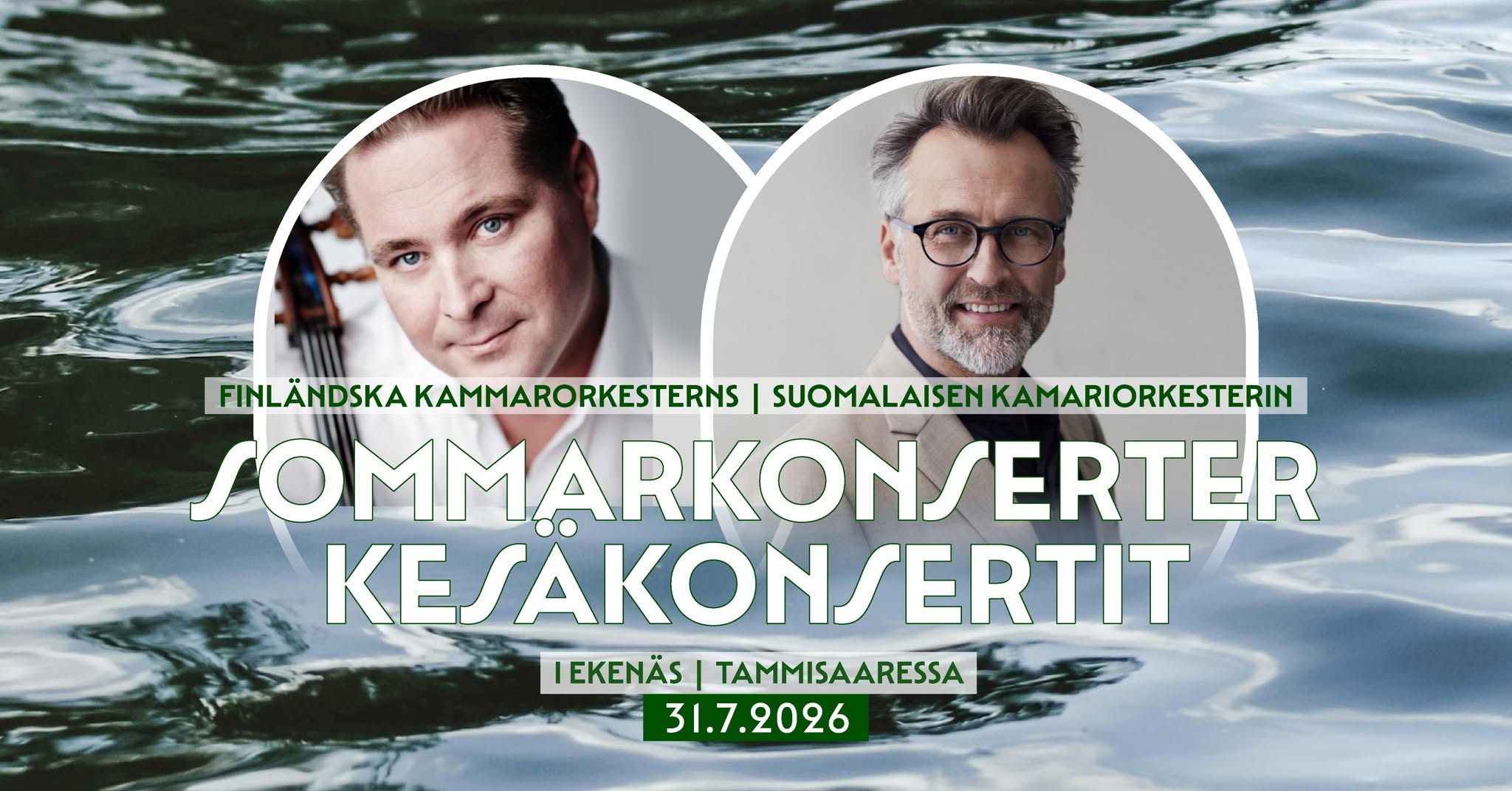 meren aalloilla kaksi soittajaan kuvassa, kesäkonsertti Tammisaari